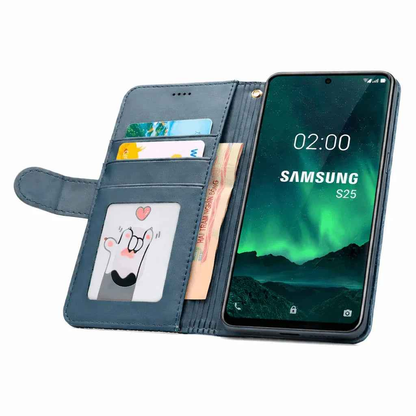 Samsung Galaxy S25 Flip Wallet Case Cowhide Dot Pattern