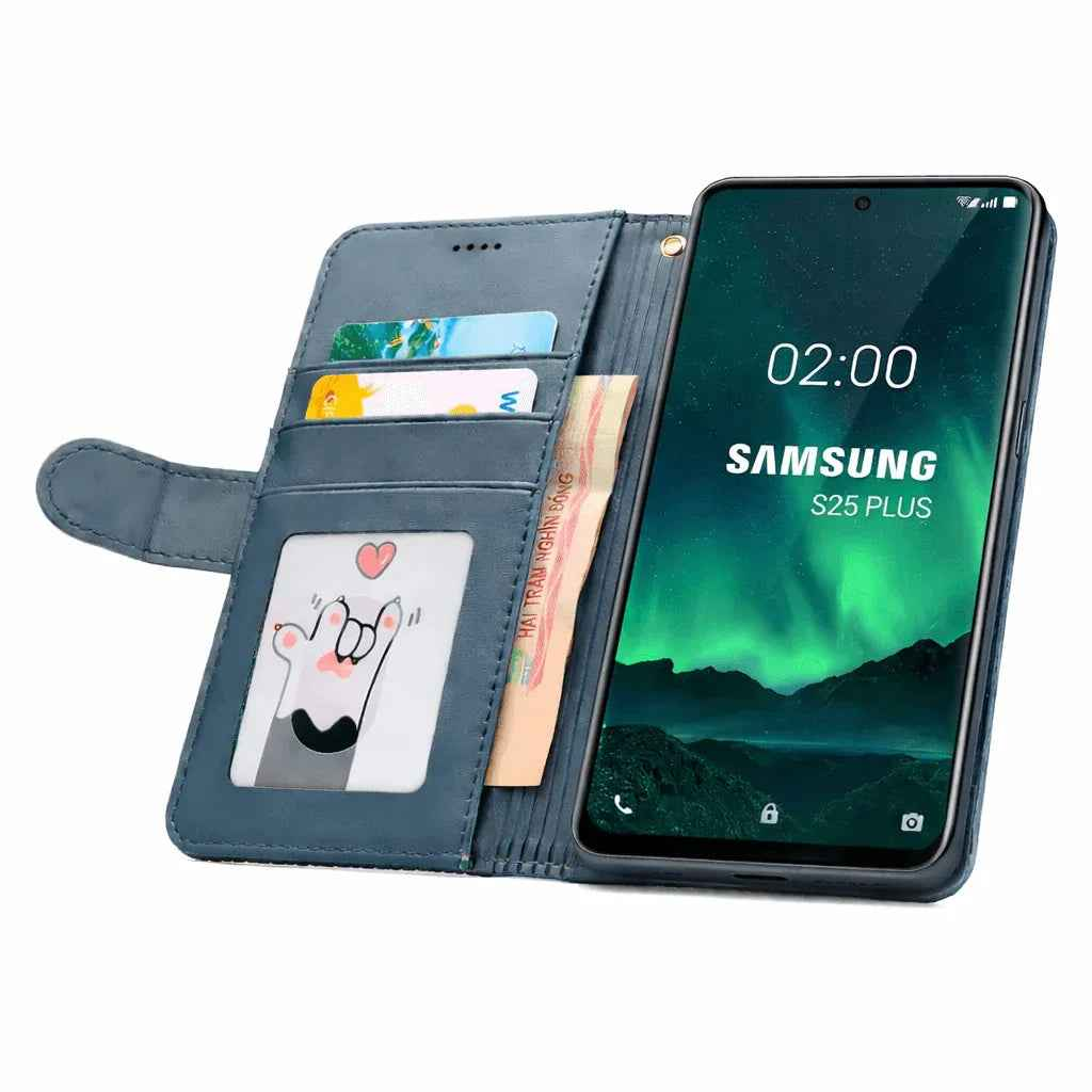 Samsung Galaxy S25 Plus Flip Wallet Case Cowhide Dot Pattern