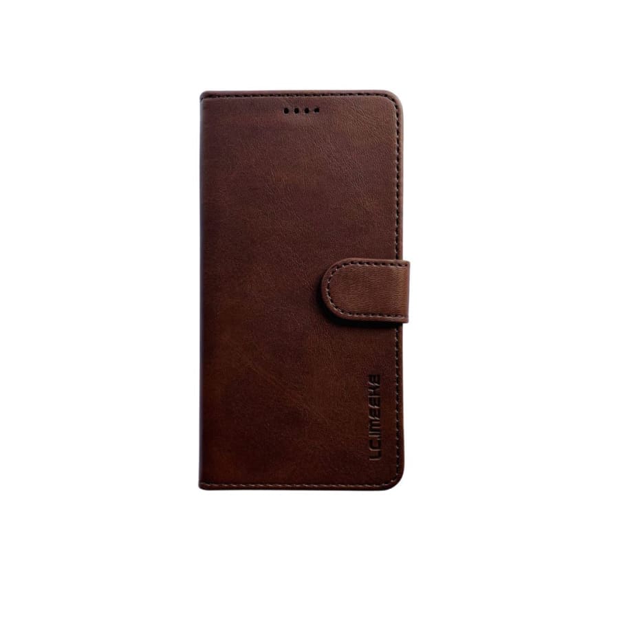 Brown synthetic leather flip case for Samsung Galaxy S7 by 9eight5, featuring card slots and magnetic closure.