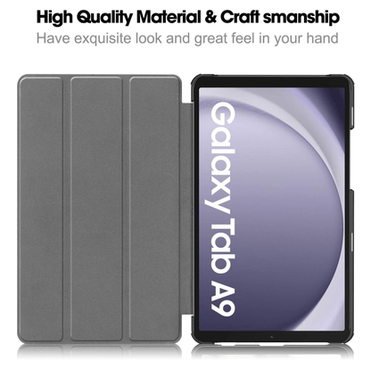 Samsung Galaxy Tab A9 8.7 Trifold Folio Stand Slim PU Leather Magnetic Flip Cover Case techplus