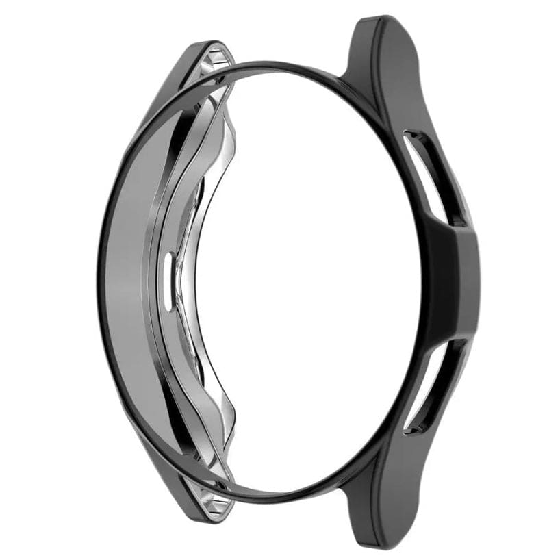 Black protective case for Samsung Galaxy Watch 4 (44mm) showing durable cover around the watch face and strap.