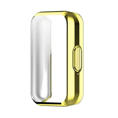 Gold protective case for Samsung Galaxy Watch Fit 3, made by That Watch Shop, shown on the watch with clear design details.