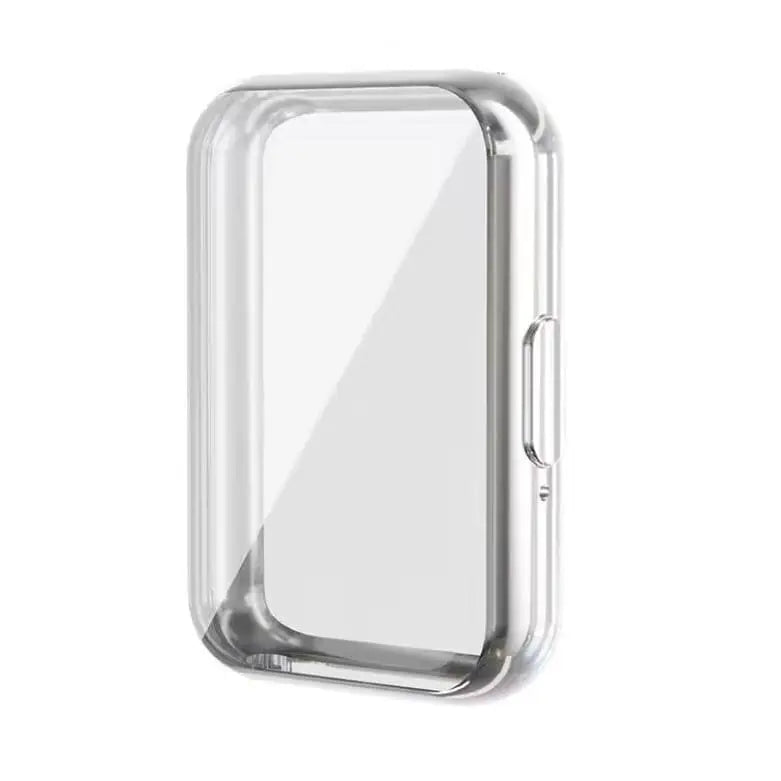 Silver Habicare protective watch case for Samsung Galaxy Watch Fit 3, showcasing durable design and precise fit.