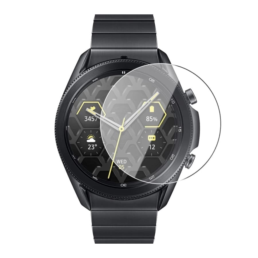 Black hydrogel screen protectors for Samsung Galaxy Watch Gear S2, pack of 4, designed to protect the watch display.