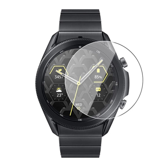 Samsung Galaxy Watch Gear S2 screen protector from That Watch Shop, showing clear plastic film over watch face for protection.