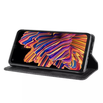 Gray Samsung Galaxy Xcover Pro wallet case by 9eight5 with card slots and protective cover for the phone.