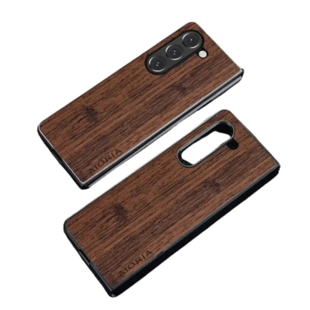 Leather & Bamboo Case for Samsung Z Fold 5 Habicare