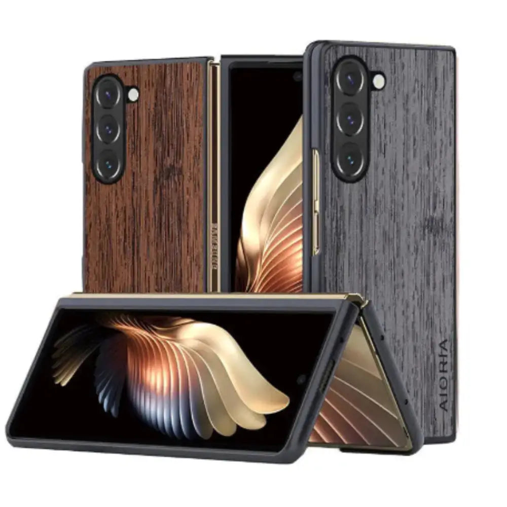 Leather & Bamboo Case for Samsung Z Fold 5 Habicare