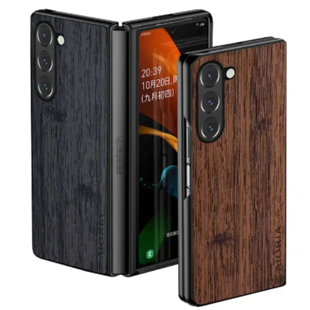 Leather & Bamboo Case for Samsung Z Fold 5 Habicare