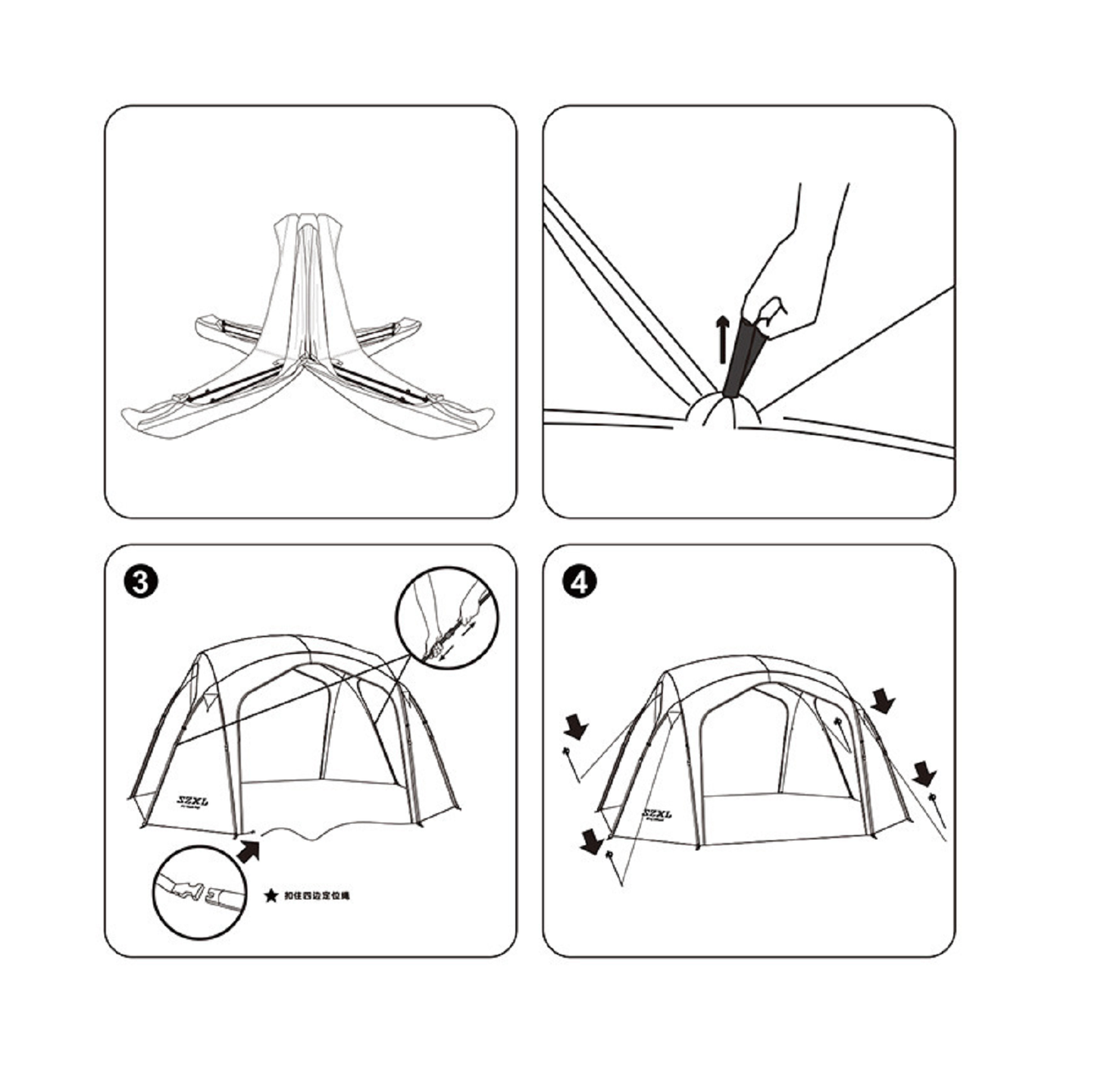 Automatic Dome Canopy & Tent – Includes 4 Side Walls and 1 Groundsheet ECOTREK
