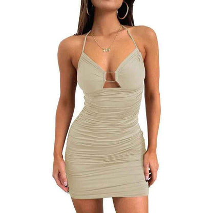 Seductress Strap Hollow Neck Dress - Buy 2 Get 1 FREE $00.00