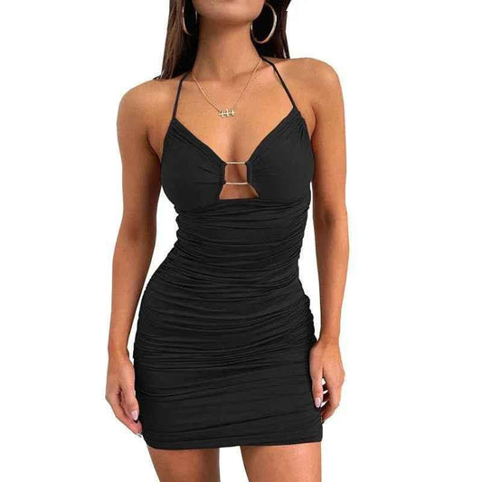 Seductress Strap Hollow Neck Dress - Buy 2 Get 1 FREE $00.00