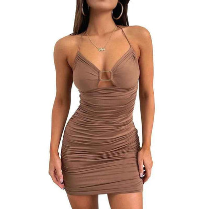 Seductress Strap Hollow Neck Dress - Buy 2 Get 1 FREE $00.00