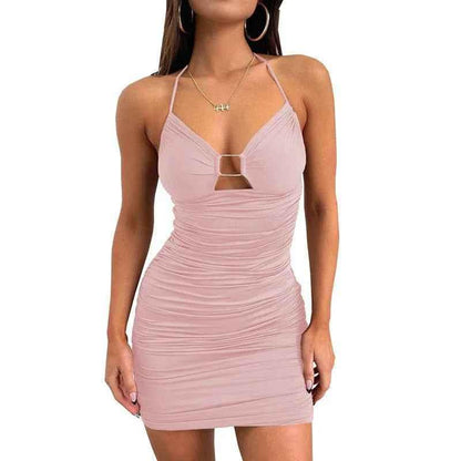 Seductress Strap Hollow Neck Dress - Buy 2 Get 1 FREE $00.00