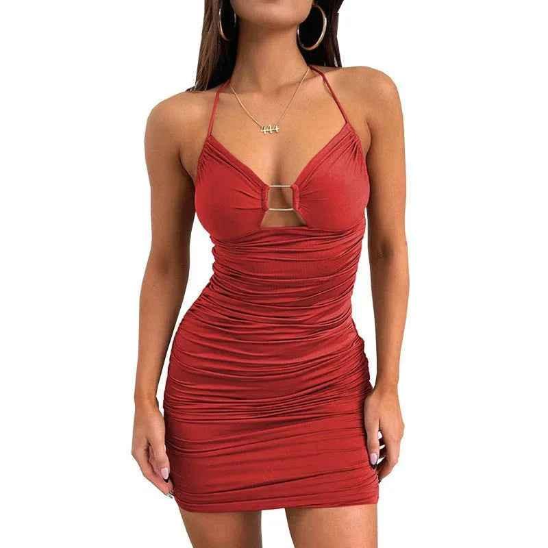 Seductress Strap Hollow Neck Dress - Buy 2 Get 1 FREE $00.00
