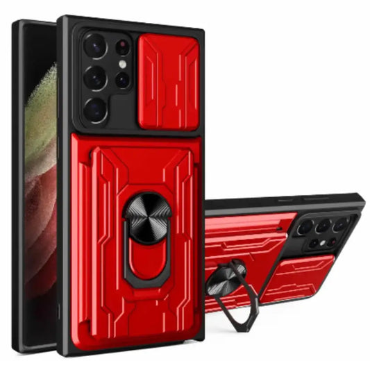 Shockproof Card Slot Case for Samsung Galaxy Note & S Series (Red) Habicare