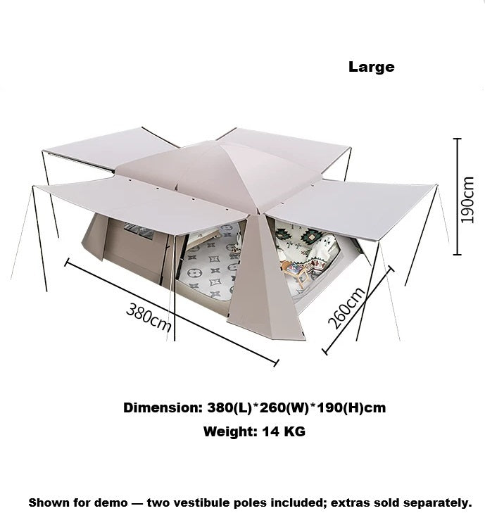 Family Tent Double Layers Waterproof Tent Manual pole setup  PU3000+ LCF01633 ECOTREK