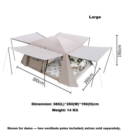 Family Tent Double Layers Waterproof Tent Manual pole setup  PU3000+ LCF01633 ECOTREK
