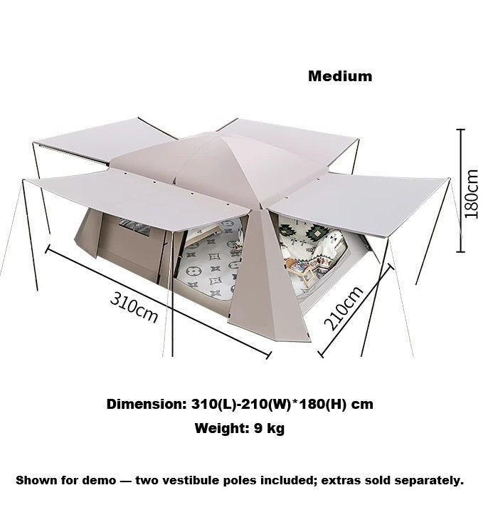 Family Tent Double Layers Waterproof Tent Manual pole setup  PU3000+ LCF01633 ECOTREK