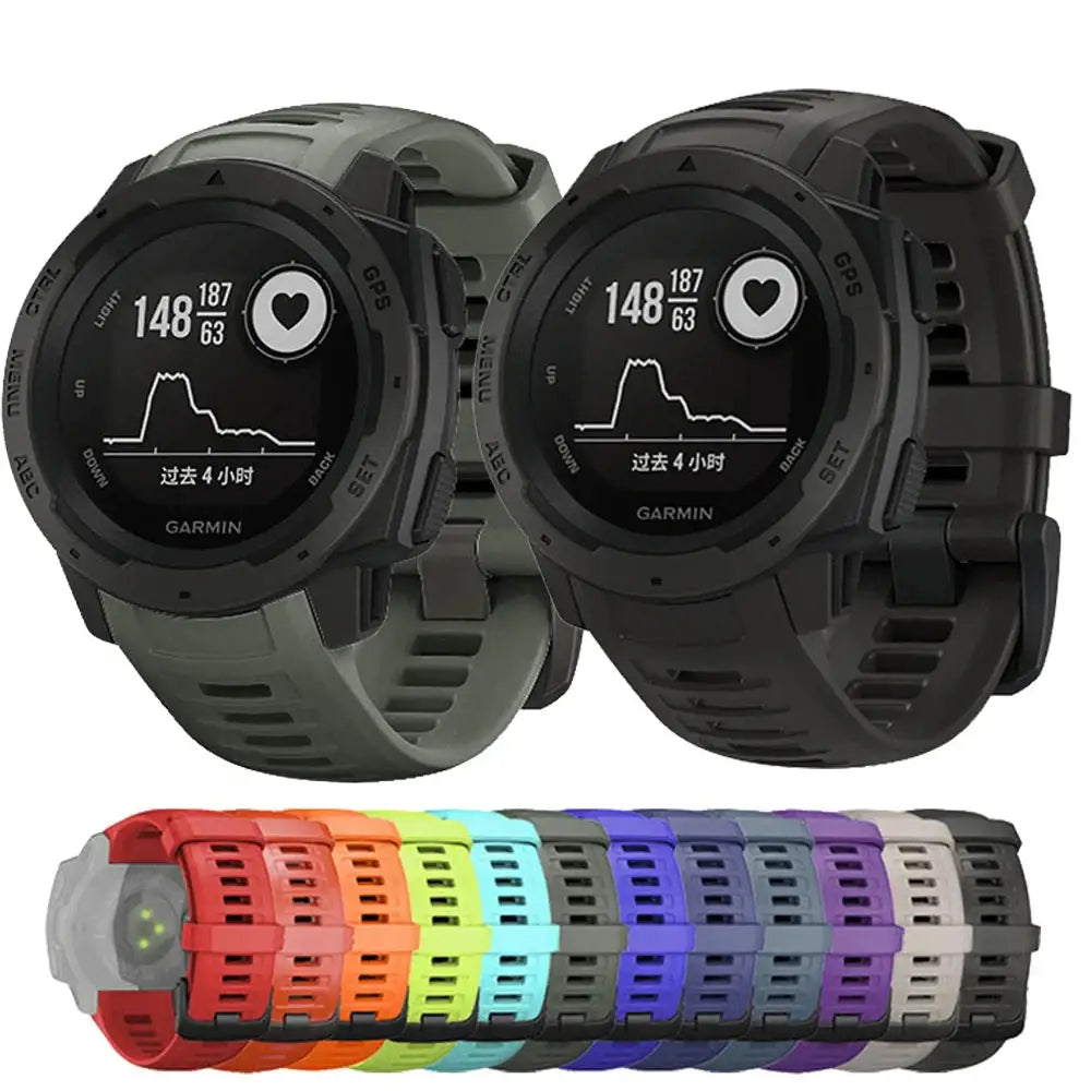 Silicone Strap for the Garmin Instinct 1/2/Esports/Solar Series (22mm) (13 colours available) Habicare
