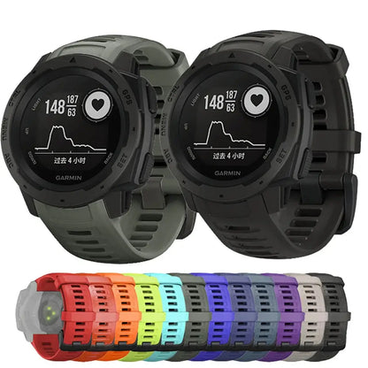 Silicone Strap for the Garmin Instinct 1/2/Esports/Solar Series (22mm) (13 colours available) Habicare