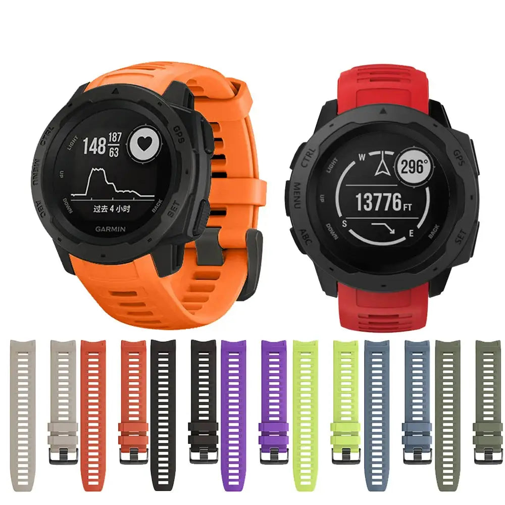 Silicone Strap for the Garmin Instinct 1/2/Esports/Solar Series (22mm) (13 colours available) Habicare