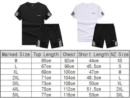 NZ-2XL-Mens 2 Piece Outfit Sport Set Short Sleeve Summer Leisure Short Thin Sets dealonline.co.nz