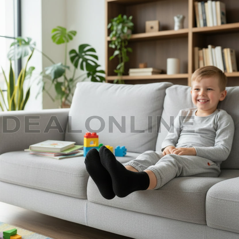 Crew Socks 12 Pairs/pack  Kids' 4-7 years Thin Black dealonline.co.nz