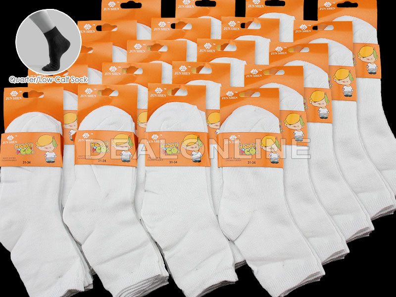 WHOLESALE - (60 Pairs) Kids' White Socks 4-7YEAR dealonline.co.nz