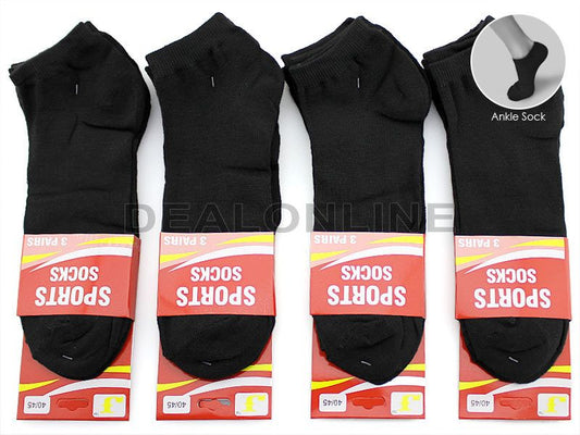 (12 Pairs) Thin Ankle Socks - BLACK - M7-11/ W9-13 dealonline.co.nz
