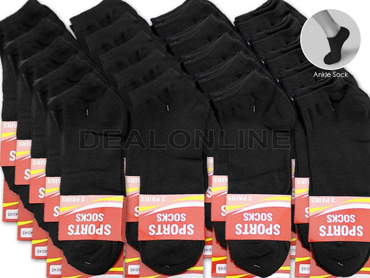 WHOLESALE - (60 Pairs) Thin Ankle Socks - BLACK dealonline.co.nz