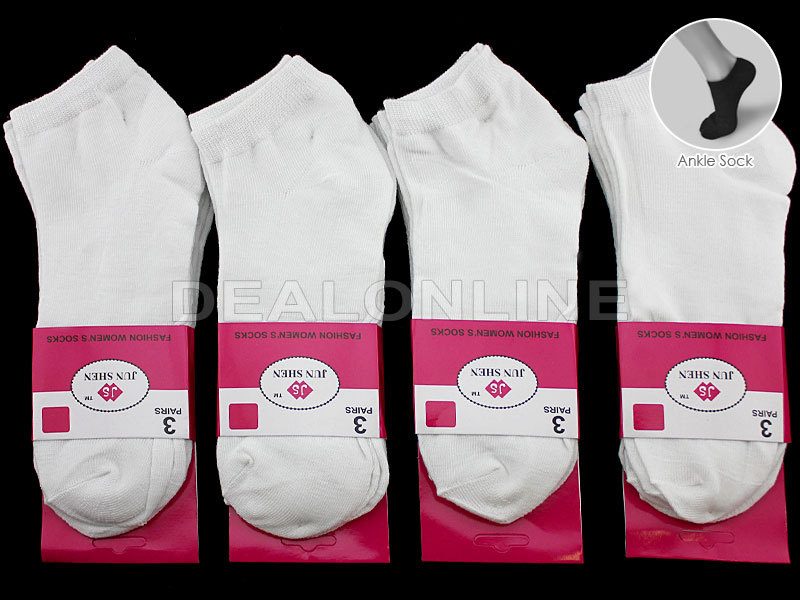 (12 Pairs) Thin Ankle Socks - WHITE - SIZE7-11 dealonline.co.nz