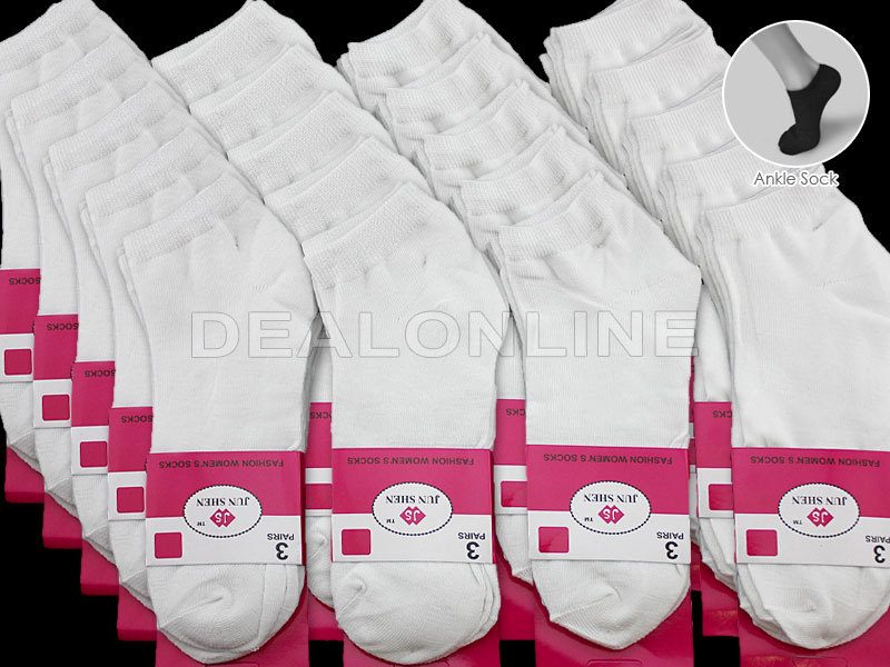 WHOLESALE - (60 Pairs) Thin Ankle Socks - WHITE dealonline.co.nz
