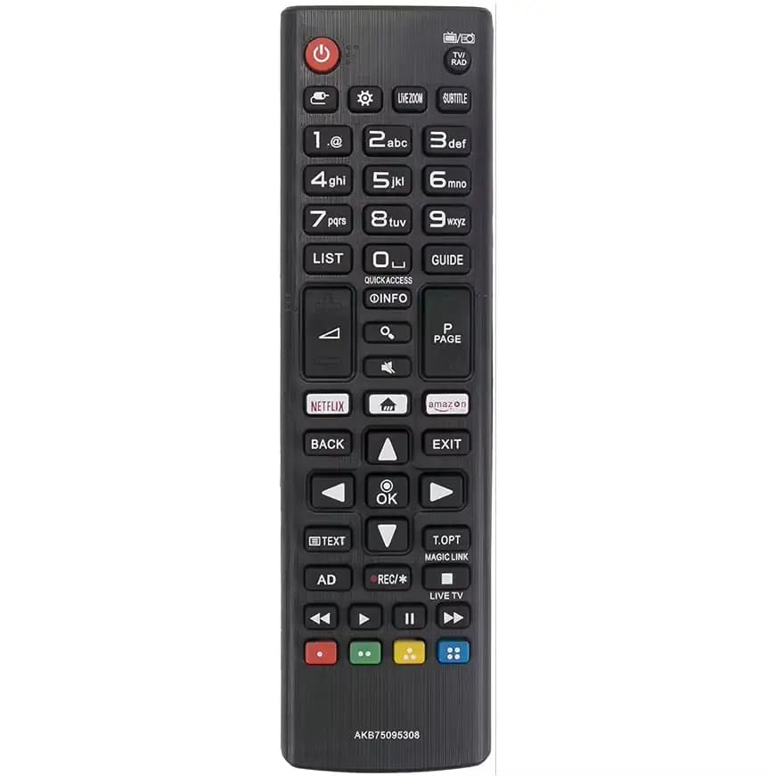 LG Smart TV remote control by 9eight5, wireless electronics device with buttons for easy TV navigation and power control.
