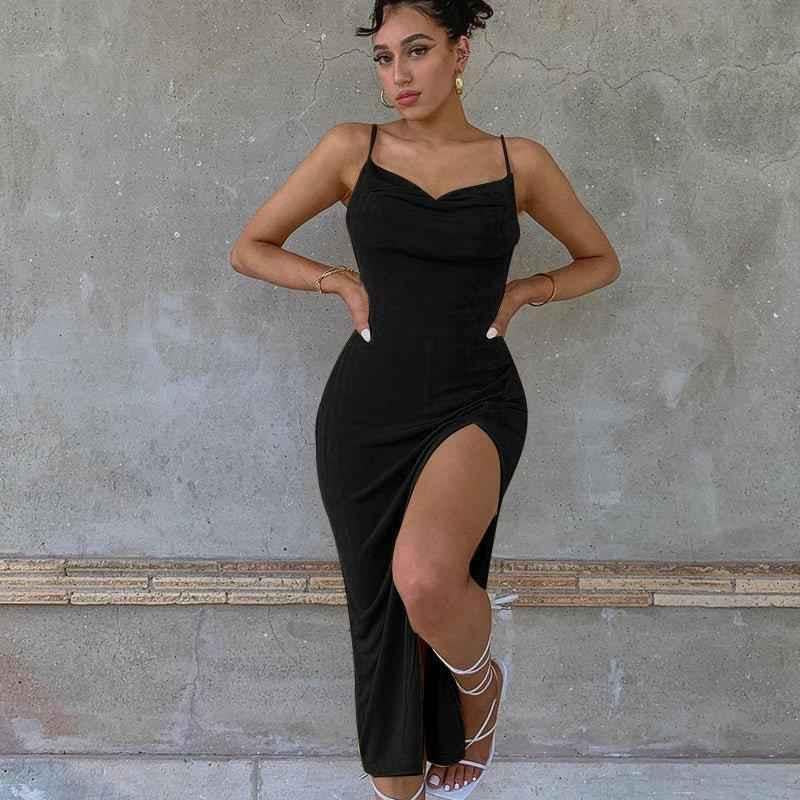 Smooth Knit Slit Dress