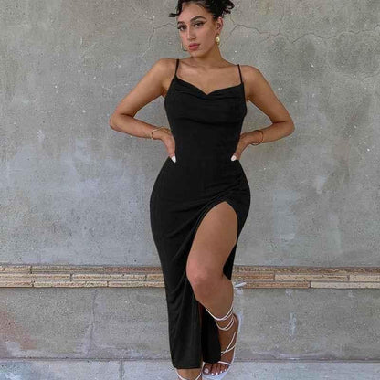 Smooth Knit Slit Dress