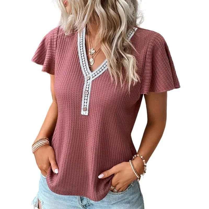 Women's Soft Waffle Texture T-Shirt