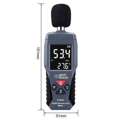 9eight5 Sound Level Noise Meter measuring decibels from 30 to 130dB, a handheld tool for accurate sound level assessment.