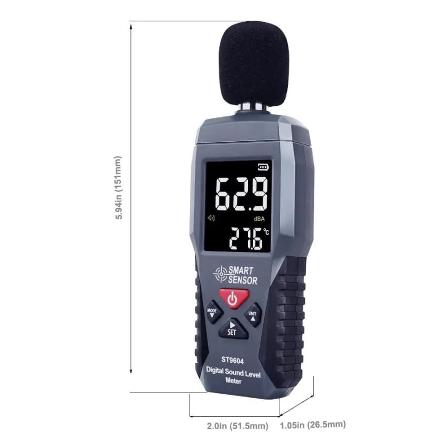 9eight5 Sound Level Noise Meter measuring decibels from 30 to 130dB, handheld tool for accurate noise level assessment