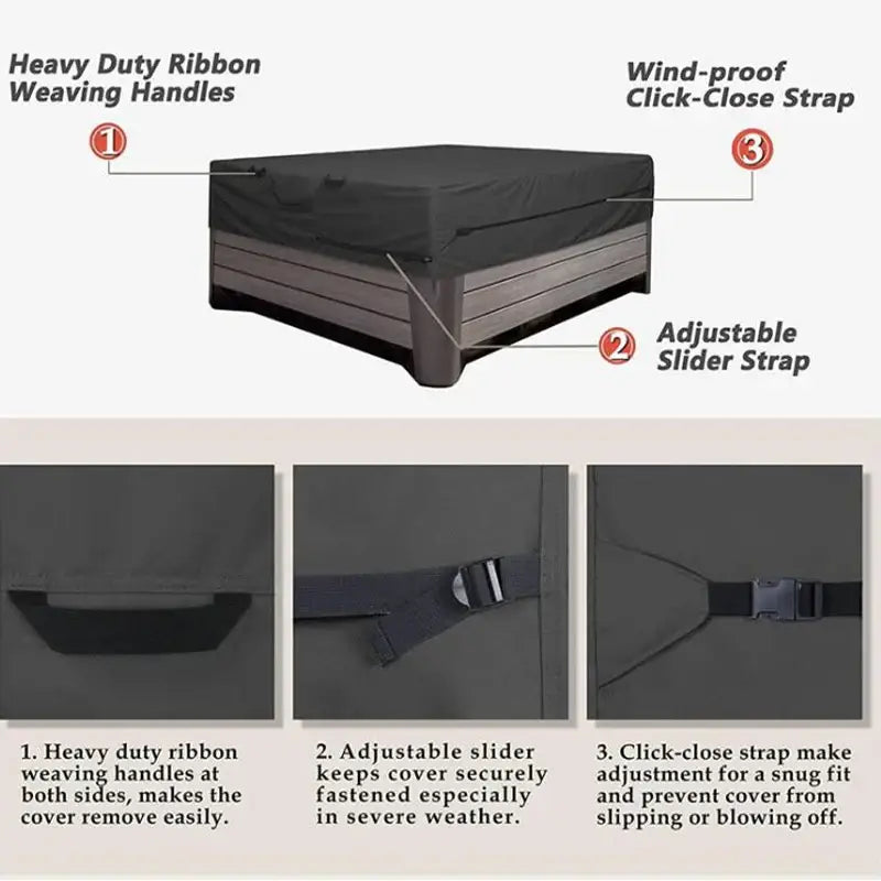 SPA Hot Tub Dust Cover – Square Outdoor Pool & Jacuzzi Cover (different sizes available) Habicare