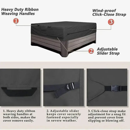 SPA Hot Tub Dust Cover – Square Outdoor Pool & Jacuzzi Cover (different sizes available) Habicare