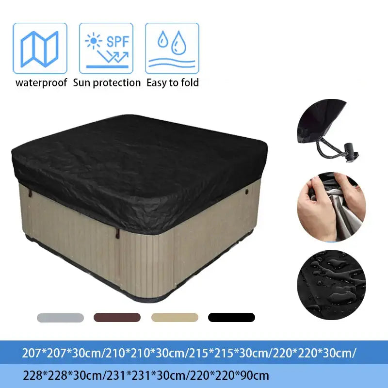 Square Hot Tub Cover – Waterproof, Anti-UV Protector for Outdoor Spa (4 colours available) Habicare