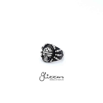 Stainless Steel Gothic Soldier Ghost Skull Spider Cast Ring