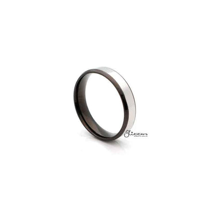 6mm Wide Stainless Steel Black 2-Tone Polished Center Band Ring