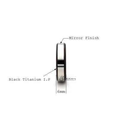 6mm Wide Stainless Steel Black 2-Tone Polished Center Band Ring.