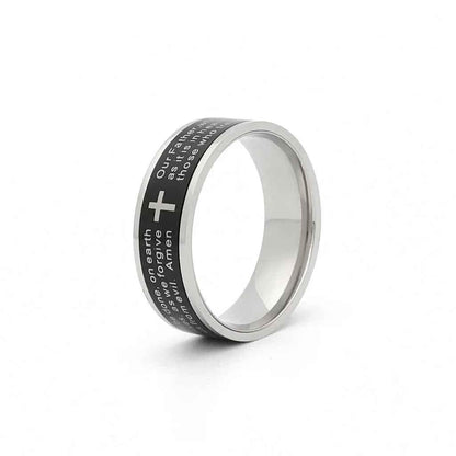 Lord's Prayer Stainless Steel Spinner Band Ring