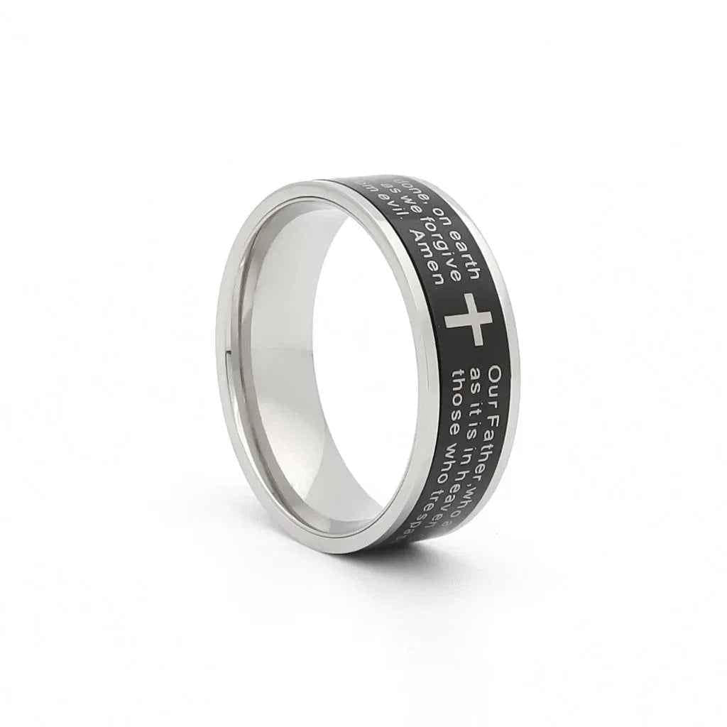 Lord's Prayer Stainless Steel Spinner Band Ring