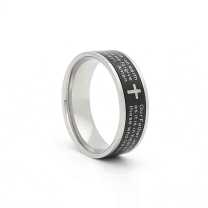 Lord's Prayer Stainless Steel Spinner Band Ring