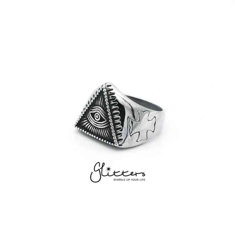 Stainless Steel Triangle All Seeing Eye/Eye of Providence Cast Rings