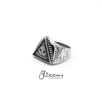 Stainless Steel Triangle All Seeing Eye/Eye of Providence Cast Rings